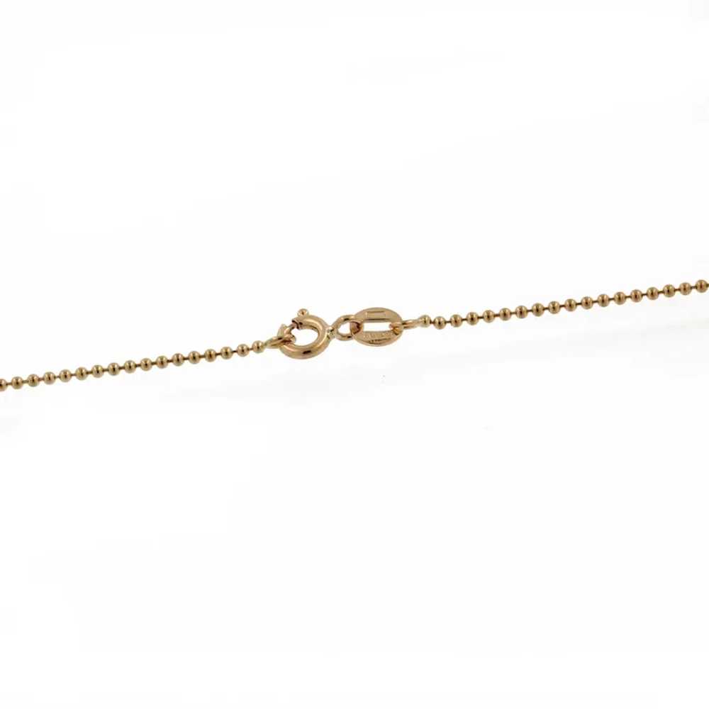 18K Yellow Gold Ball Bead Chain Necklace Diamond … - image 6