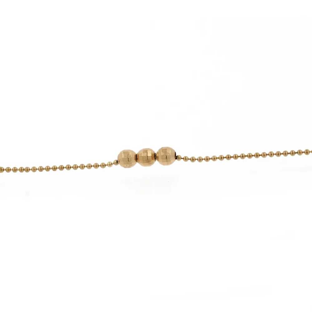 18K Yellow Gold Ball Bead Chain Necklace Diamond … - image 7