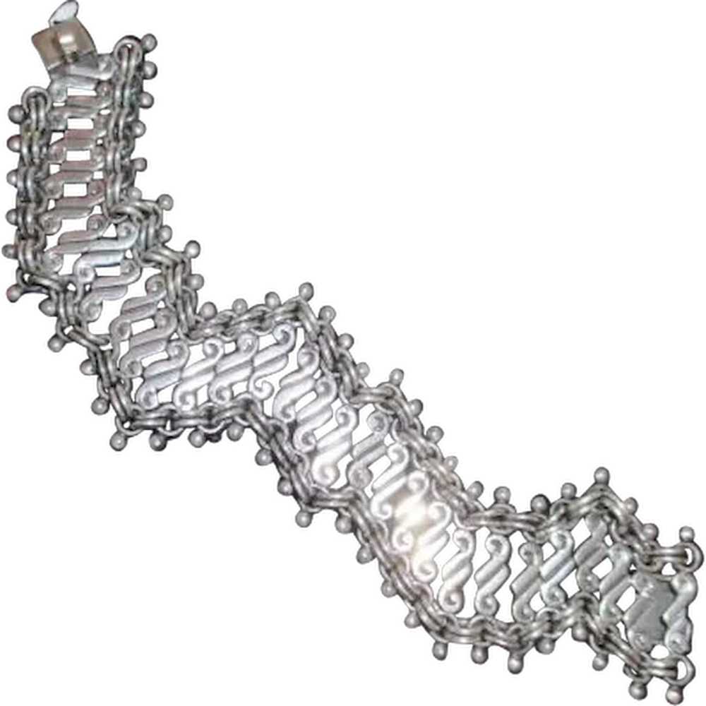 Sterling Silver Wide Bracelet - image 1
