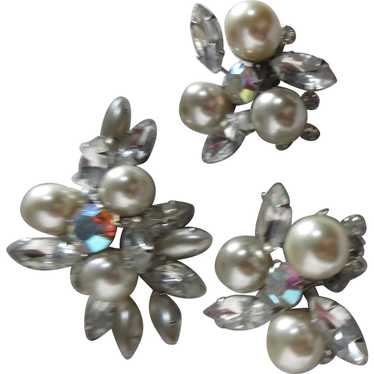 Judy Lee Demi Parure Brooch & Clip Earrings