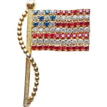 Awesome American Flag Rhinestone Vintage Brooch -… - image 1