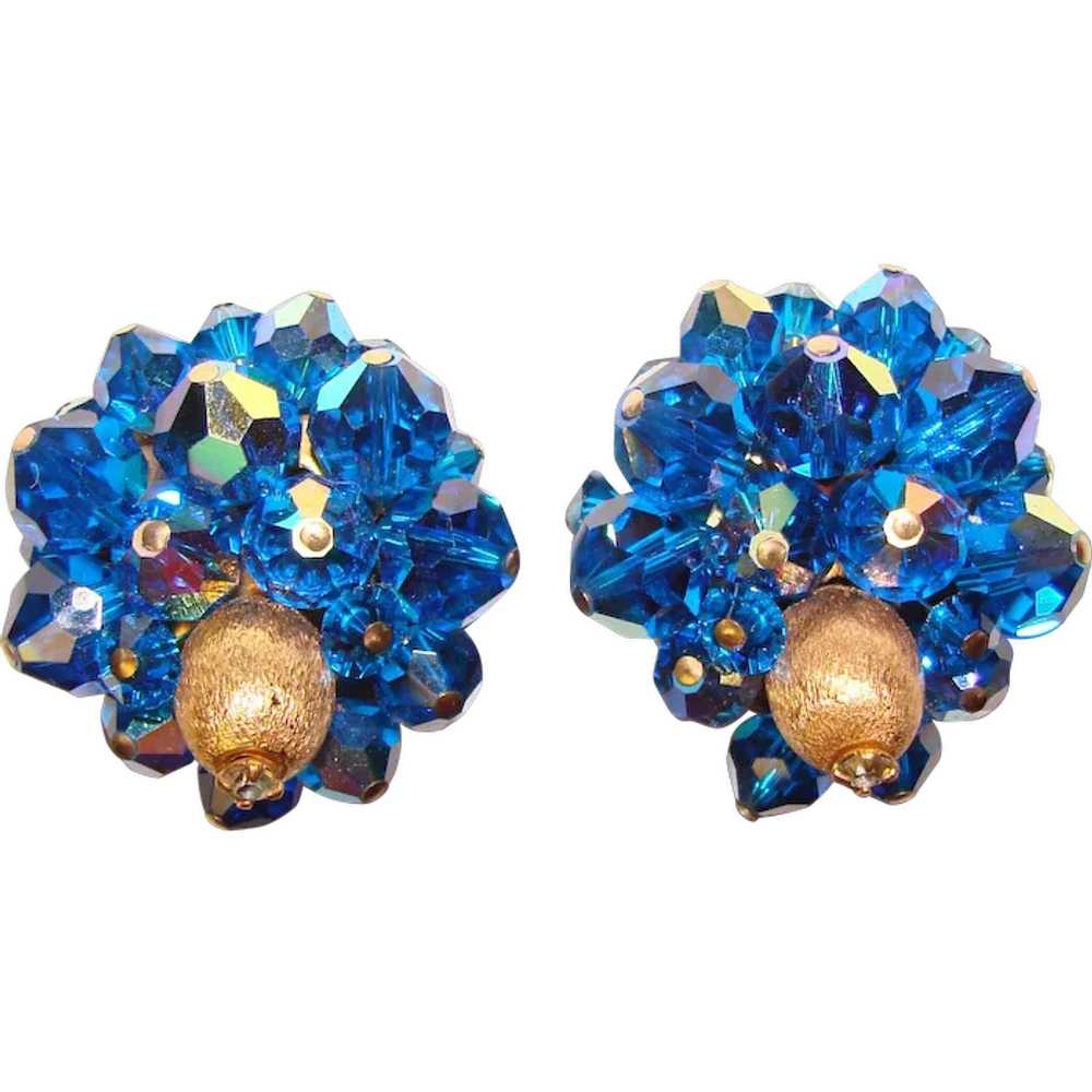 Fabulous CAPRI BLUE Aurora Crystal Vintage Clip E… - image 1