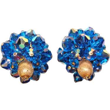 Fabulous CAPRI BLUE Aurora Crystal Vintage Clip E… - image 1