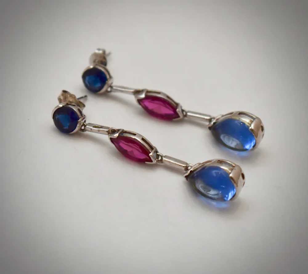 Sterling Silver Pink Sapphire Marquise & Blue Gla… - image 8