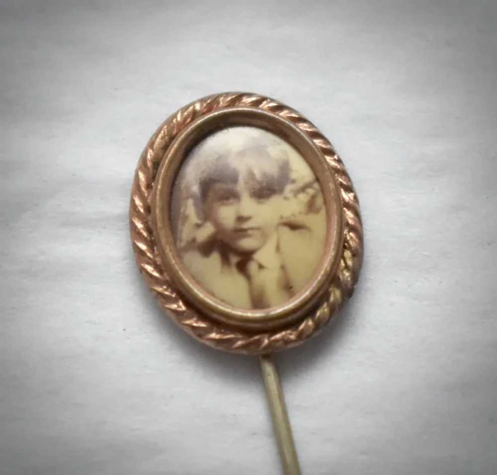 Victorian Era Adorable Boy Real Photo Oval Brass … - image 3