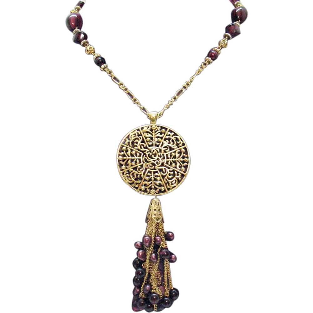 Gorgeous Art Glass Beaded Vintage Costume Necklac… - image 1