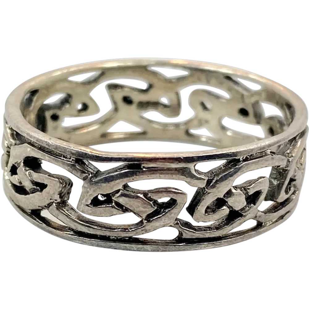 Celtic Knot Ring, Sterling Silver, Celtic Band, V… - image 1