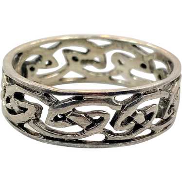 Celtic Knot Ring, Sterling Silver, Celtic Band, V… - image 1