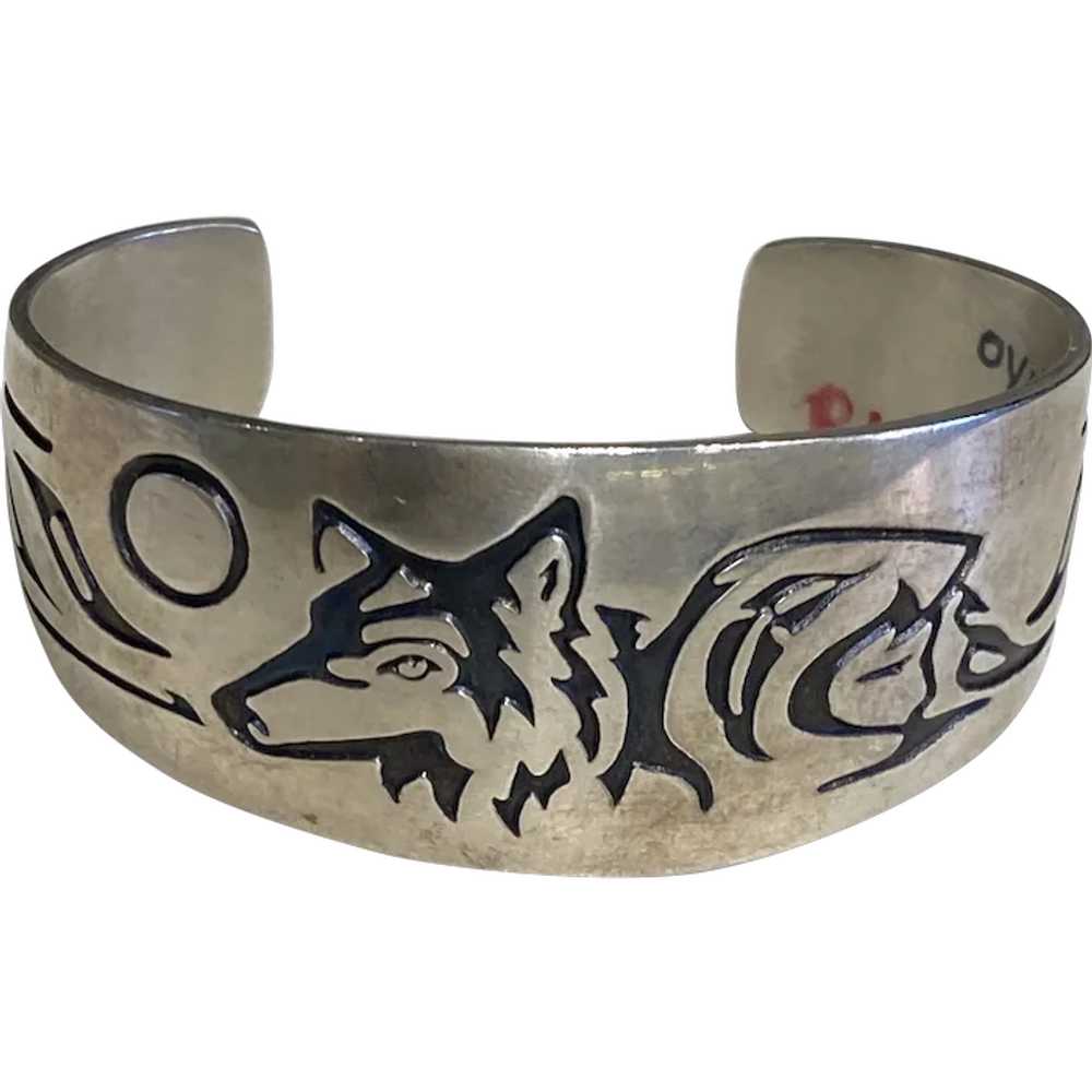 Hopi Style Bracelet with Wolf Design - image 1
