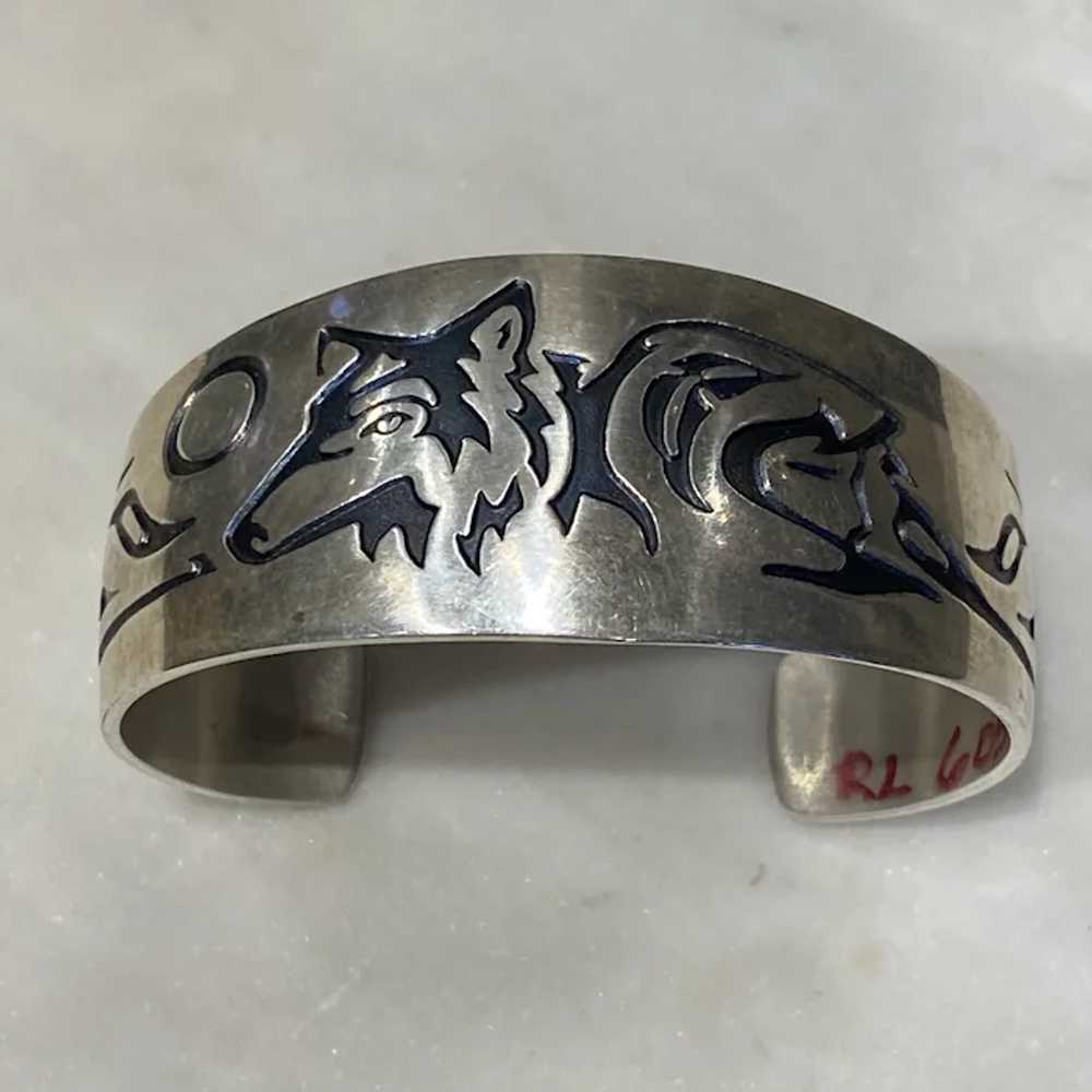 Hopi Style Bracelet with Wolf Design - image 2