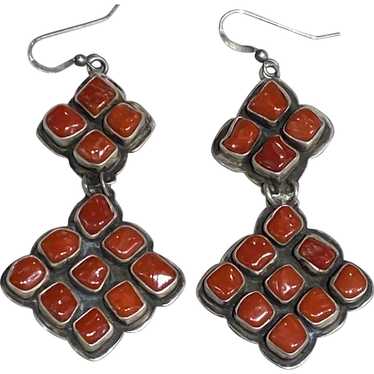 Southwestern Style Coral Dangle Earrings - image 1