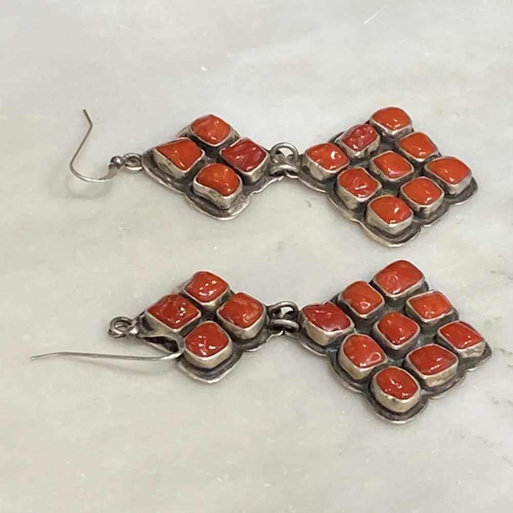 Southwestern Style Coral Dangle Earrings - image 2