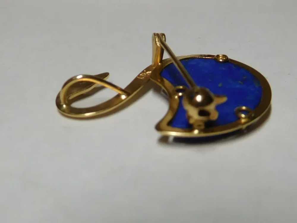 14k Lapis Lazuli Swan Pendant Brooch/Pin - image 3