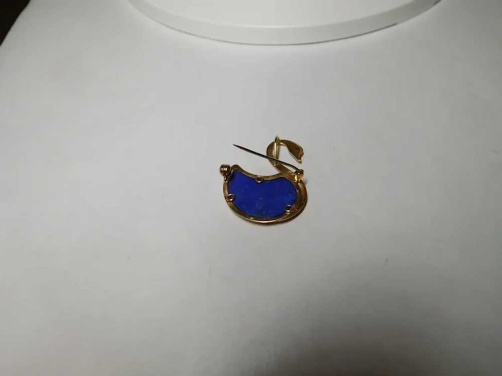 14k Lapis Lazuli Swan Pendant Brooch/Pin - image 6