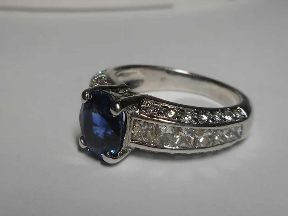 Natural Sapphire Diamond Ring Size 5 1/2 18k - image 11