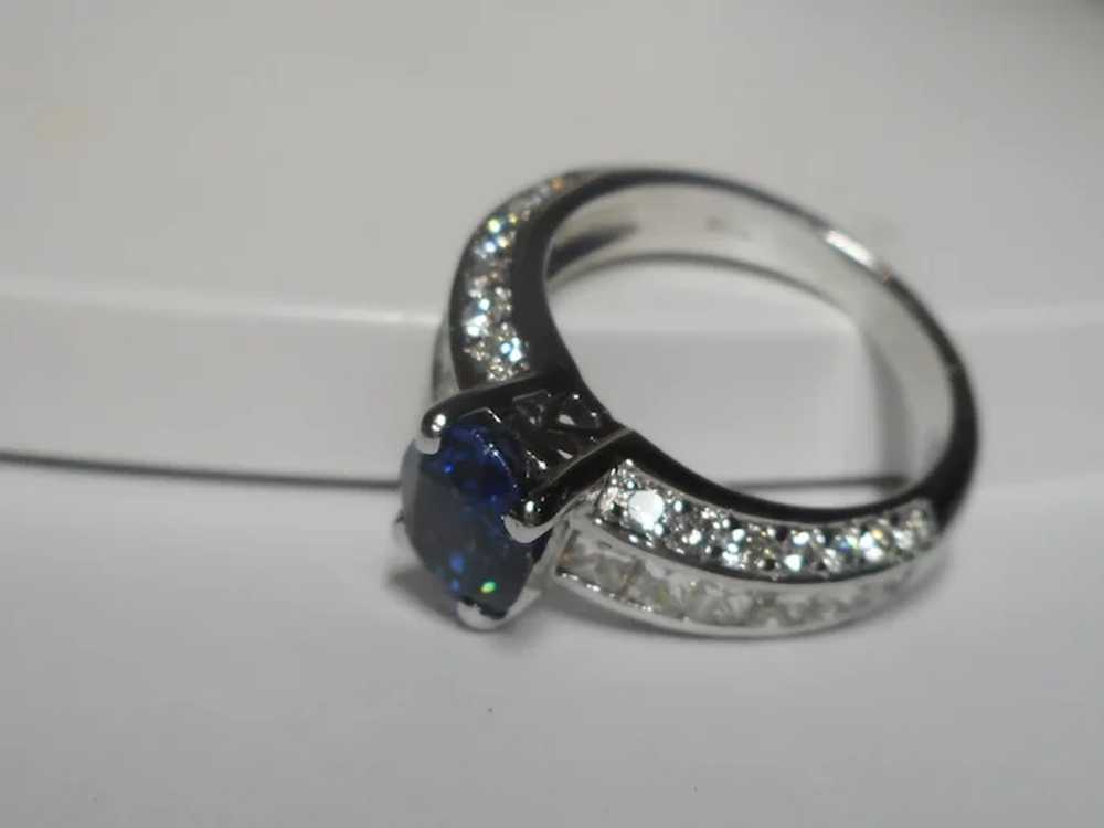 Natural Sapphire Diamond Ring Size 5 1/2 18k - image 2