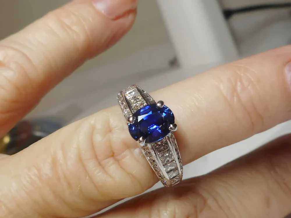 Natural Sapphire Diamond Ring Size 5 1/2 18k - image 5