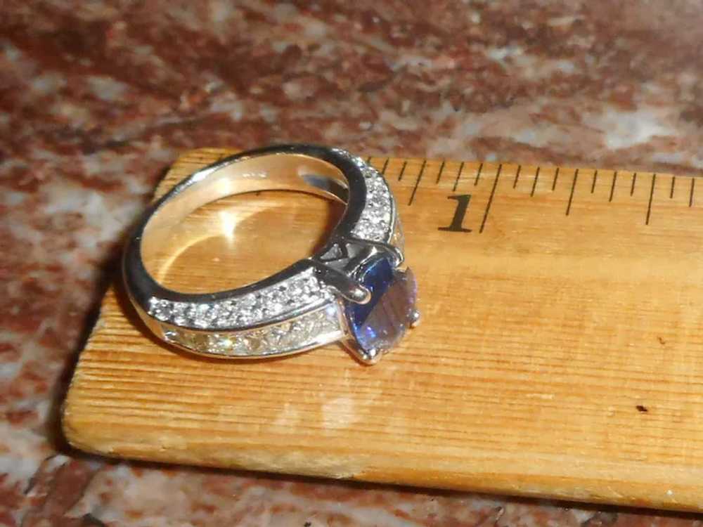 Natural Sapphire Diamond Ring Size 5 1/2 18k - image 6