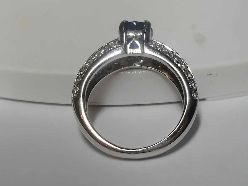 Natural Sapphire Diamond Ring Size 5 1/2 18k - image 7