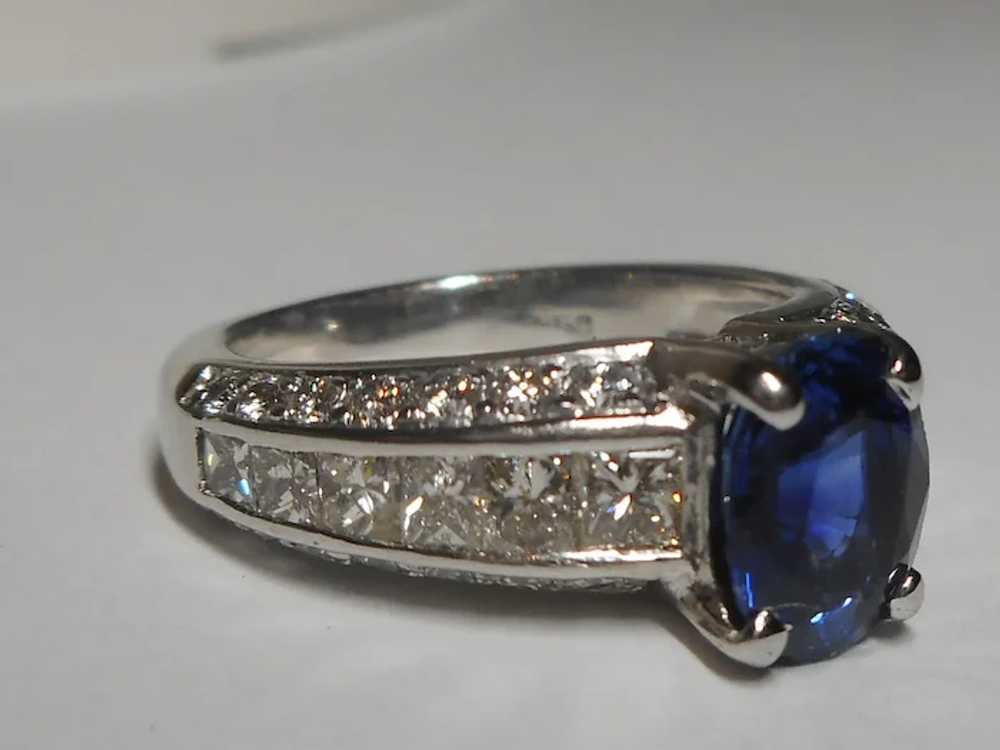 Natural Sapphire Diamond Ring Size 5 1/2 18k - image 8