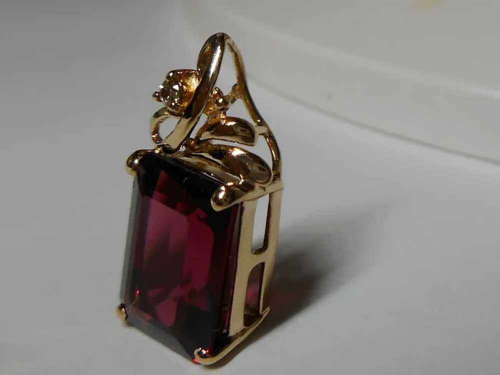 18k Slide Pendant Pinkish Rhodolite Garnet Diamond - image 10