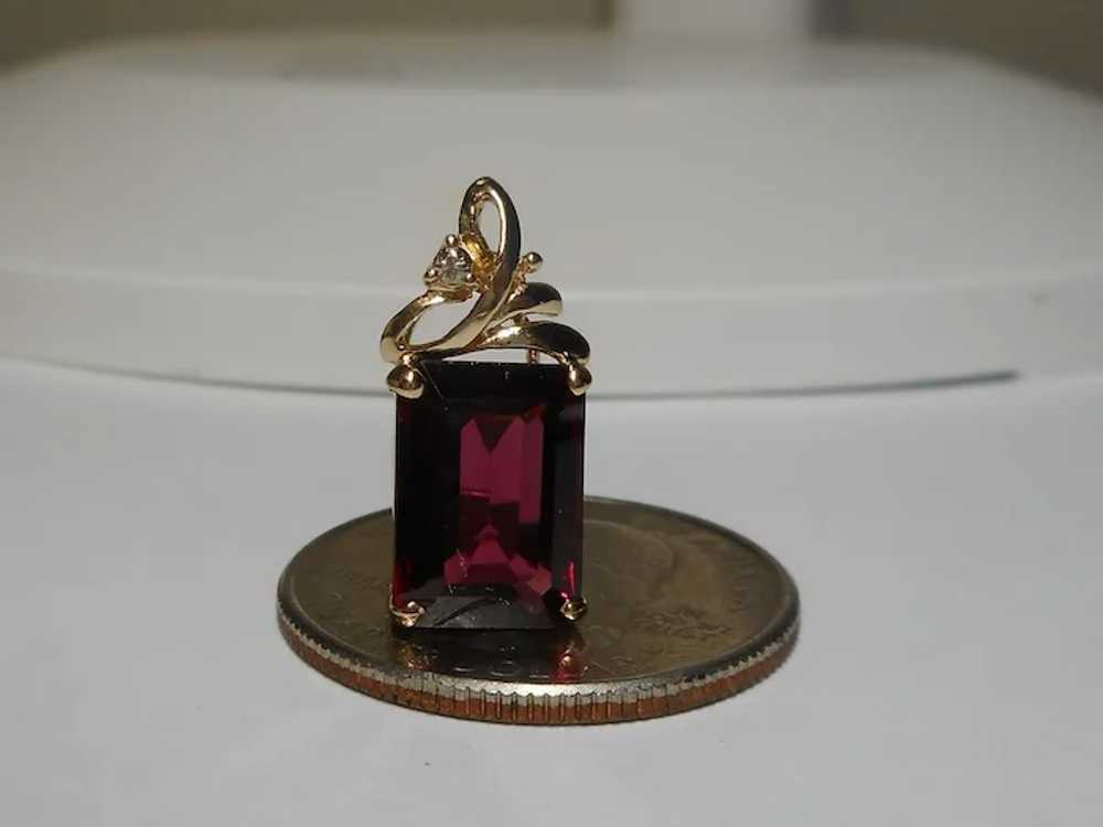 18k Slide Pendant Pinkish Rhodolite Garnet Diamond - image 12