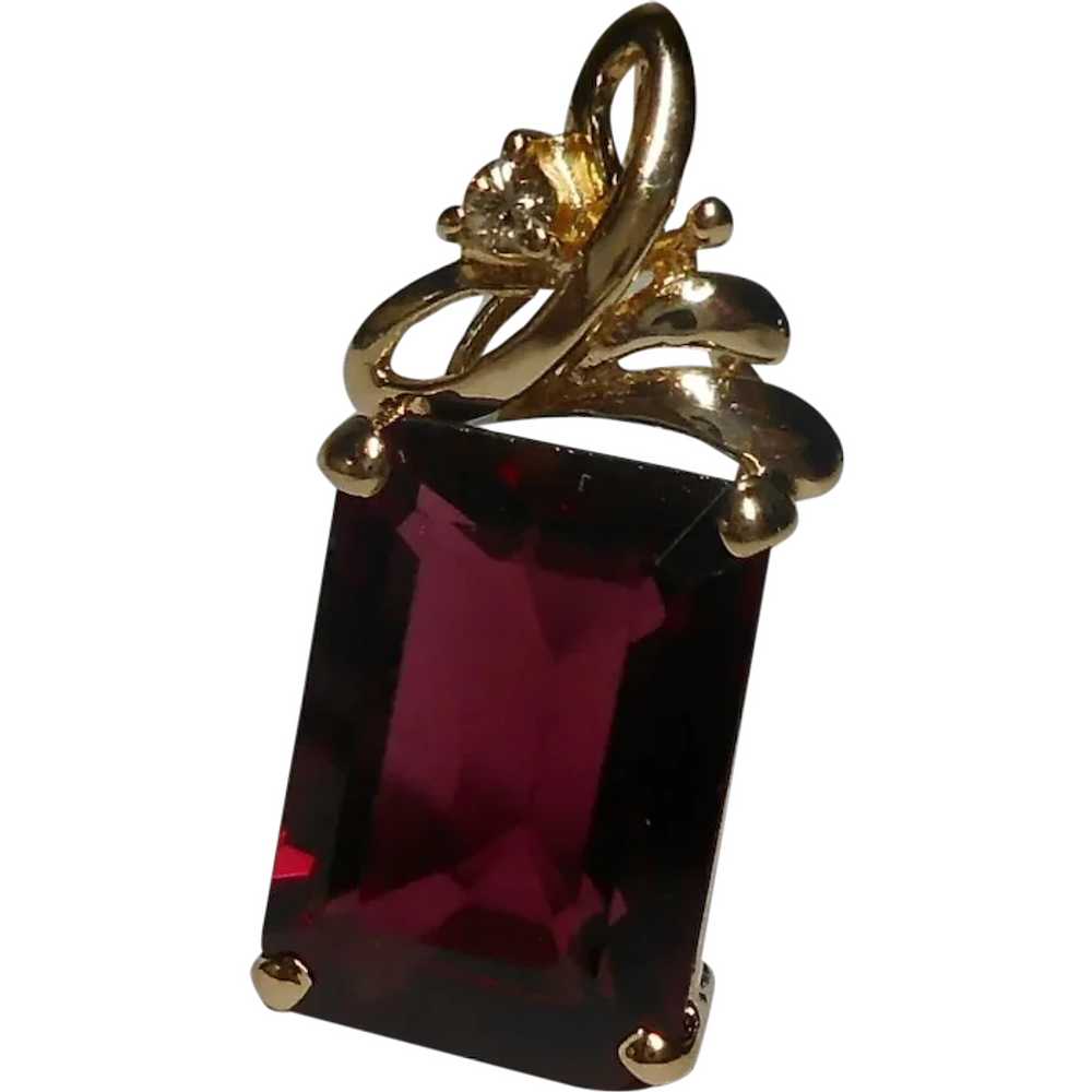 18k Slide Pendant Pinkish Rhodolite Garnet Diamond - image 1