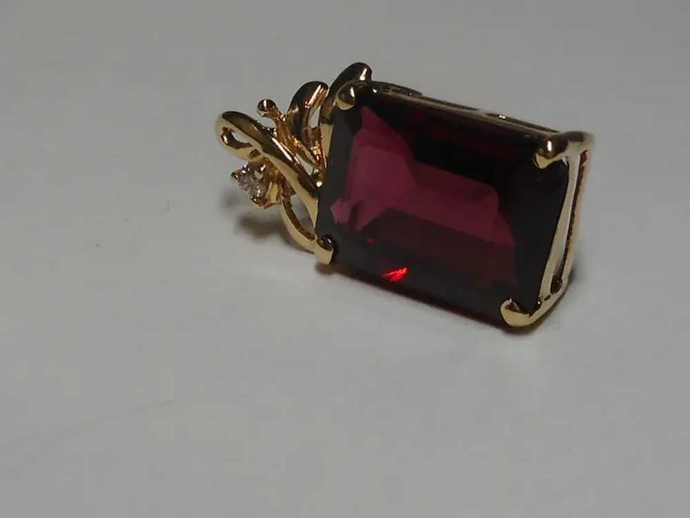 18k Slide Pendant Pinkish Rhodolite Garnet Diamond - image 4