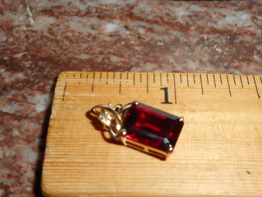 18k Slide Pendant Pinkish Rhodolite Garnet Diamond - image 5