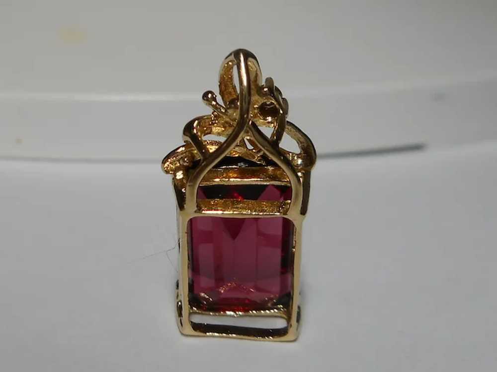 18k Slide Pendant Pinkish Rhodolite Garnet Diamond - image 9