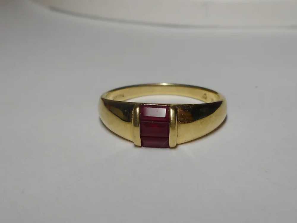 14k Ring Emerald Cut Ruby's Size 6 - image 11