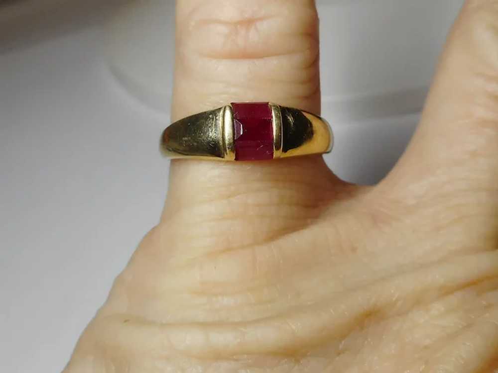 14k Ring Emerald Cut Ruby's Size 6 - image 12