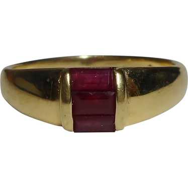 14k Ring Emerald Cut Ruby's Size 6 - image 1