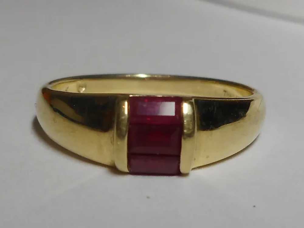 14k Ring Emerald Cut Ruby's Size 6 - image 2