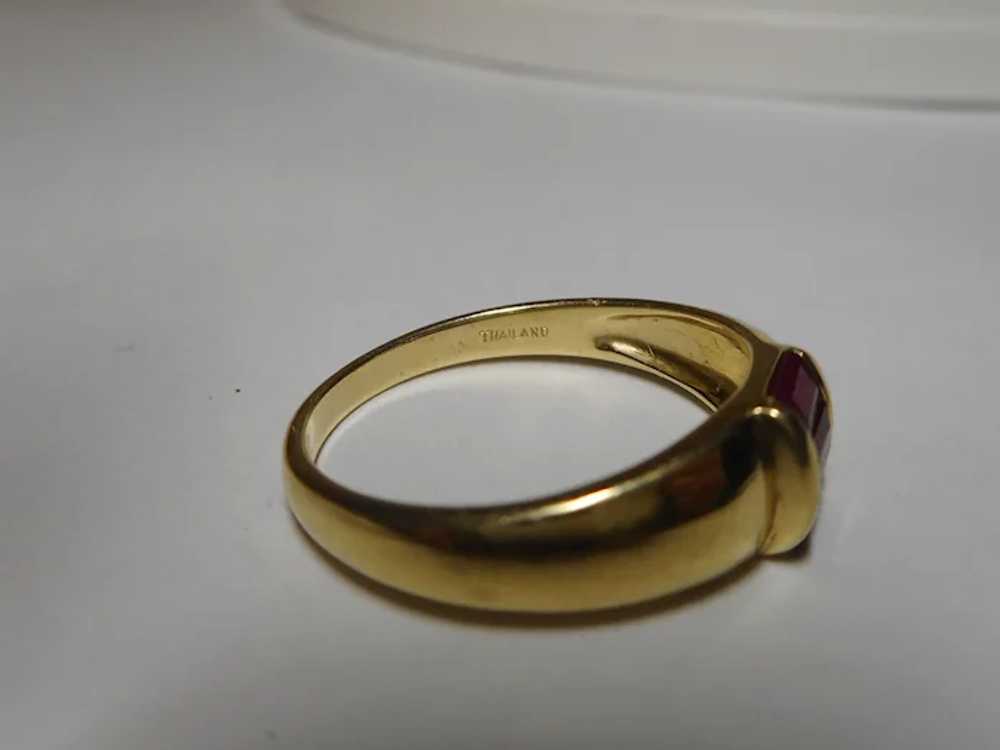 14k Ring Emerald Cut Ruby's Size 6 - image 8