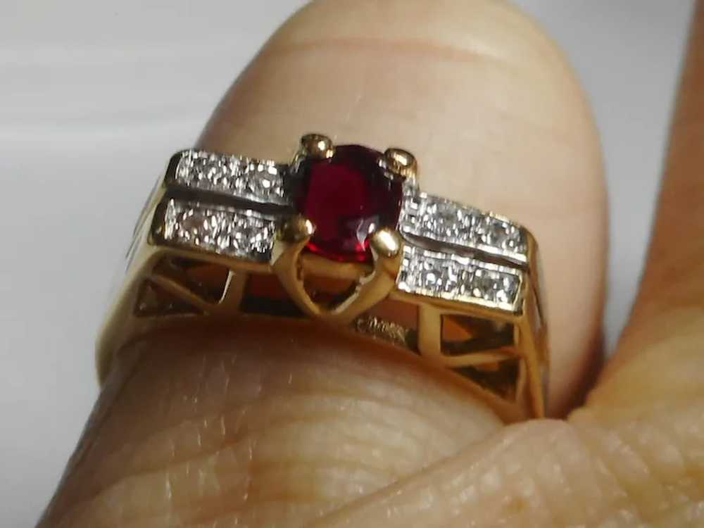 Natural Ruby Gemstone Diamond Ring Size 4 3/4 14k - image 11