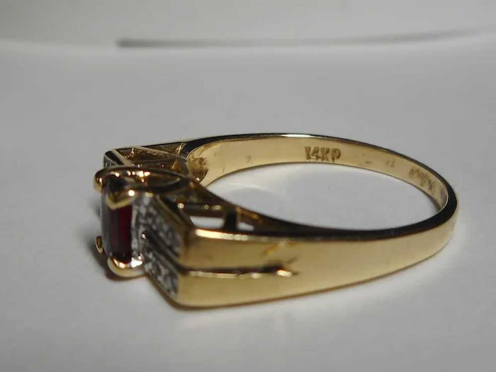 Natural Ruby Gemstone Diamond Ring Size 4 3/4 14k - image 12