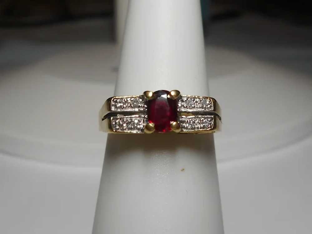 Natural Ruby Gemstone Diamond Ring Size 4 3/4 14k - image 3