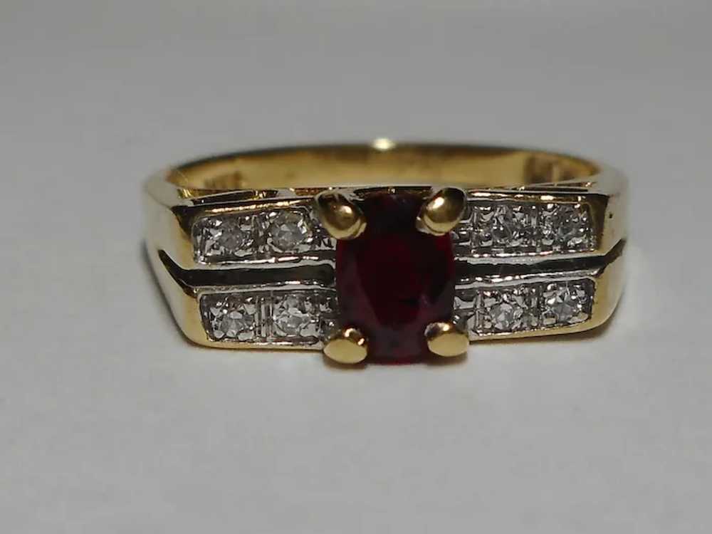 Natural Ruby Gemstone Diamond Ring Size 4 3/4 14k - image 4