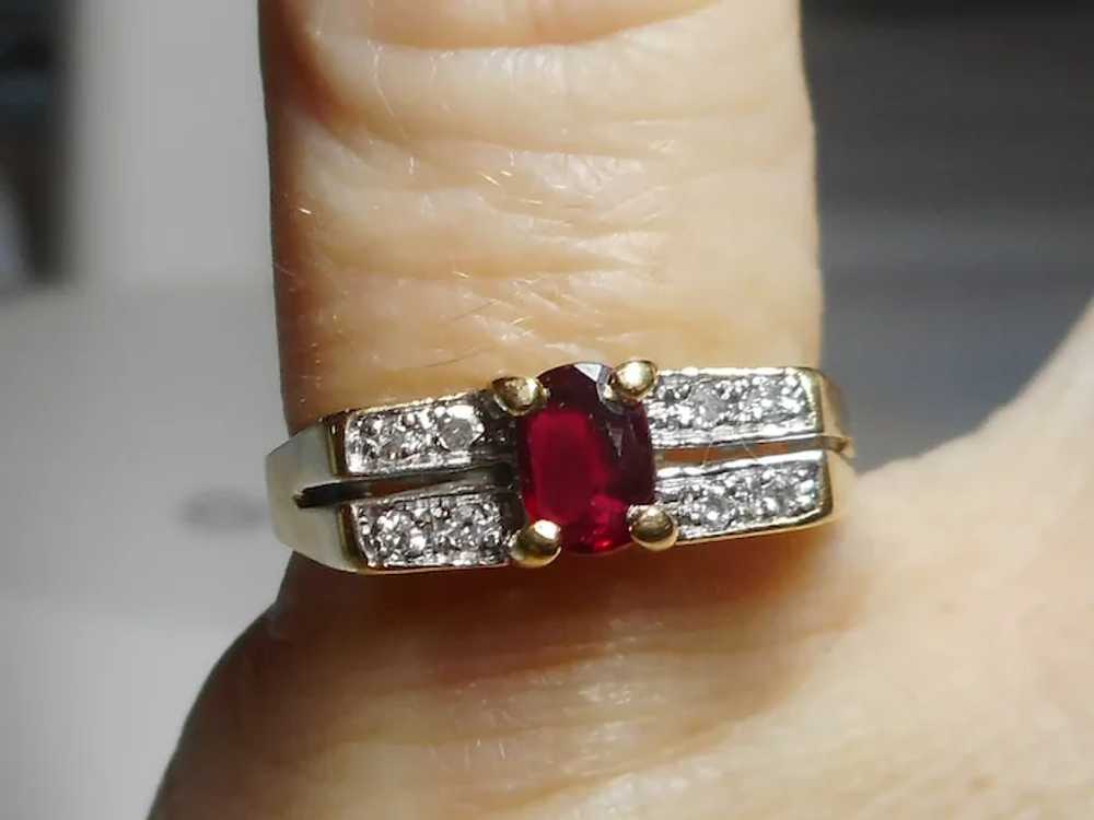 Natural Ruby Gemstone Diamond Ring Size 4 3/4 14k - image 5