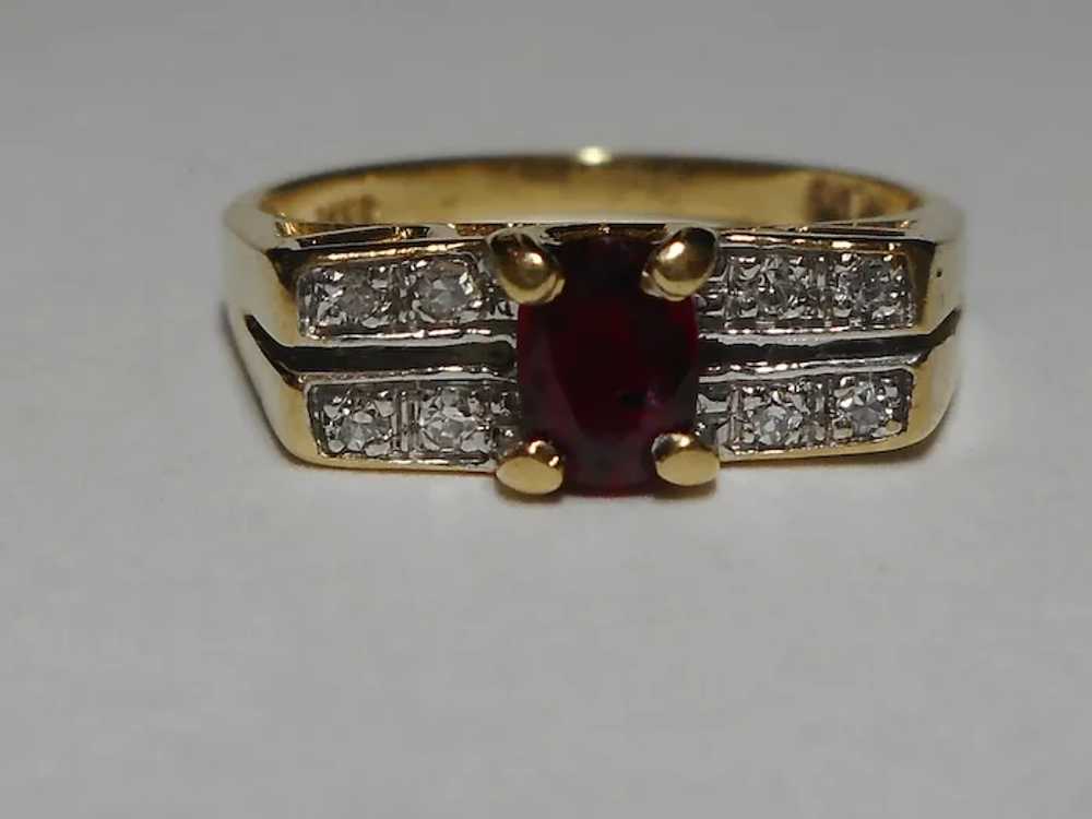 Natural Ruby Gemstone Diamond Ring Size 4 3/4 14k - image 6