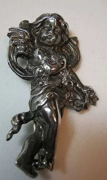 Vintage Sterling Silver 925 Repousse Cherub/Cupid/