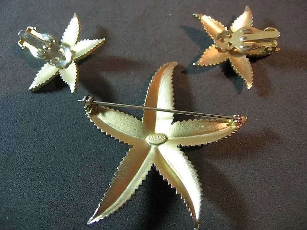 Signed Weiss Vintage Starfish Brooch/Pin & Earrin… - image 2