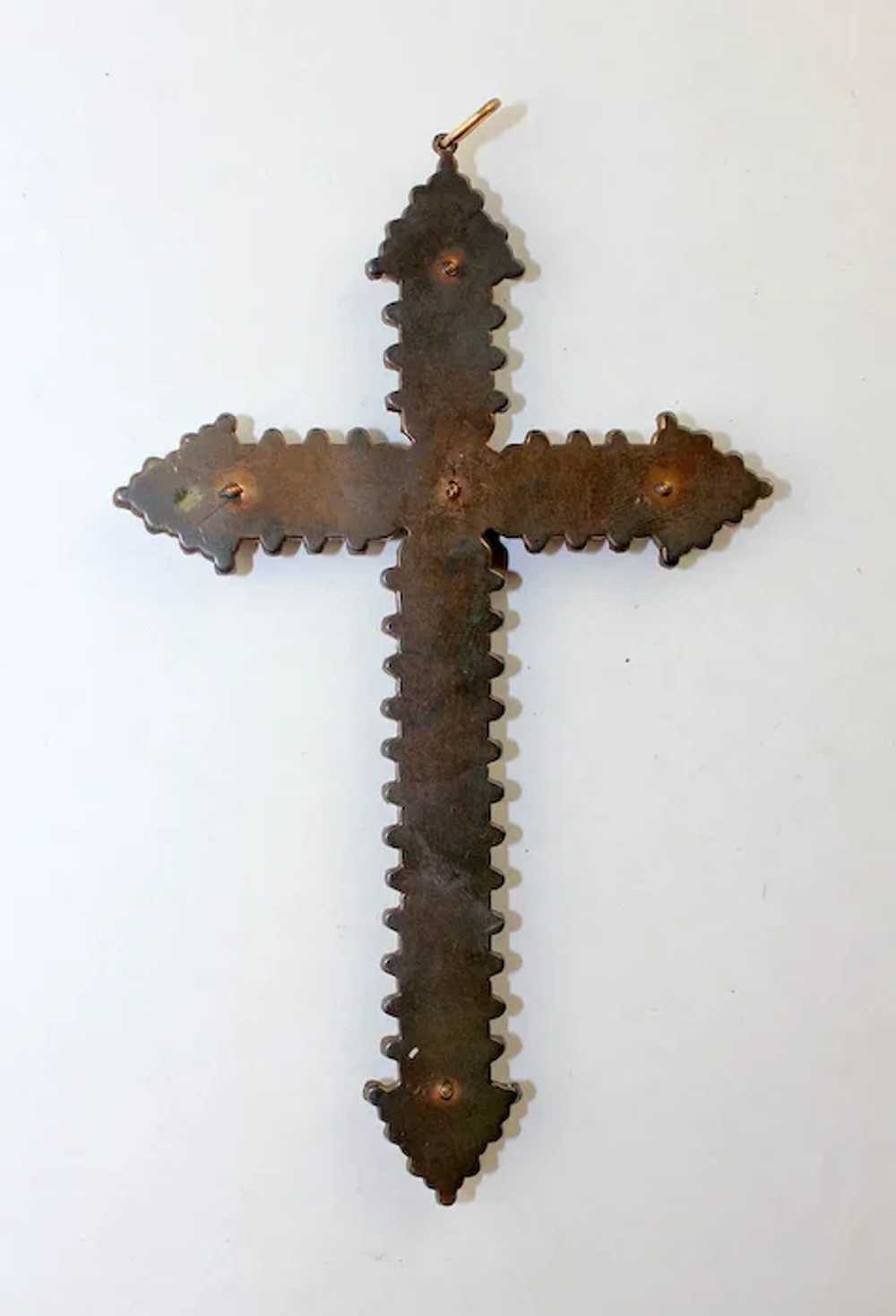 A lovely Victorian silver & gold cross with Bohem… - image 2