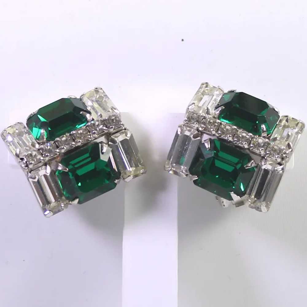 Vintage WIESNER Emerald Green Art Deco Rhinestone… - image 5