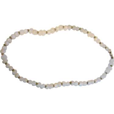 White Quartz Stone Bead Necklace Brass Metal Spac… - image 1