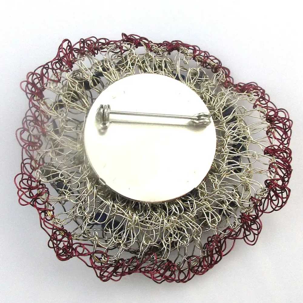 Patriotic Red White Blue Woven Wire Pin Brooch - image 3