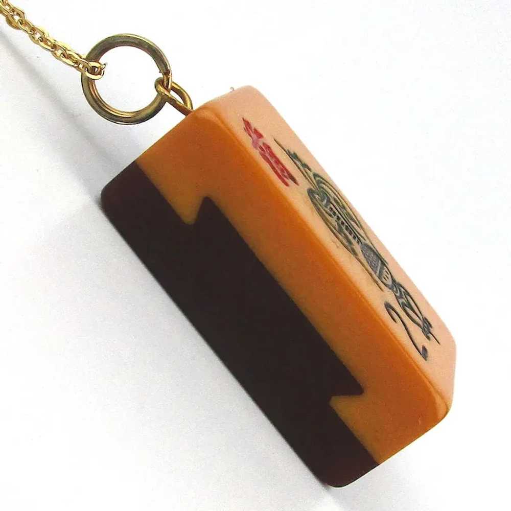 Two-Color Dove-Tailed Bakelite Mah Jong Pendant N… - image 3