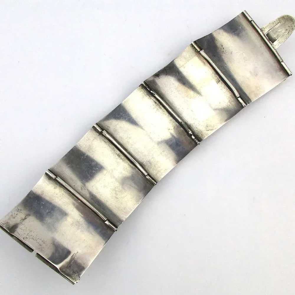 Antique Ethnic Silver Panel Bracelet Repousse Bur… - image 7