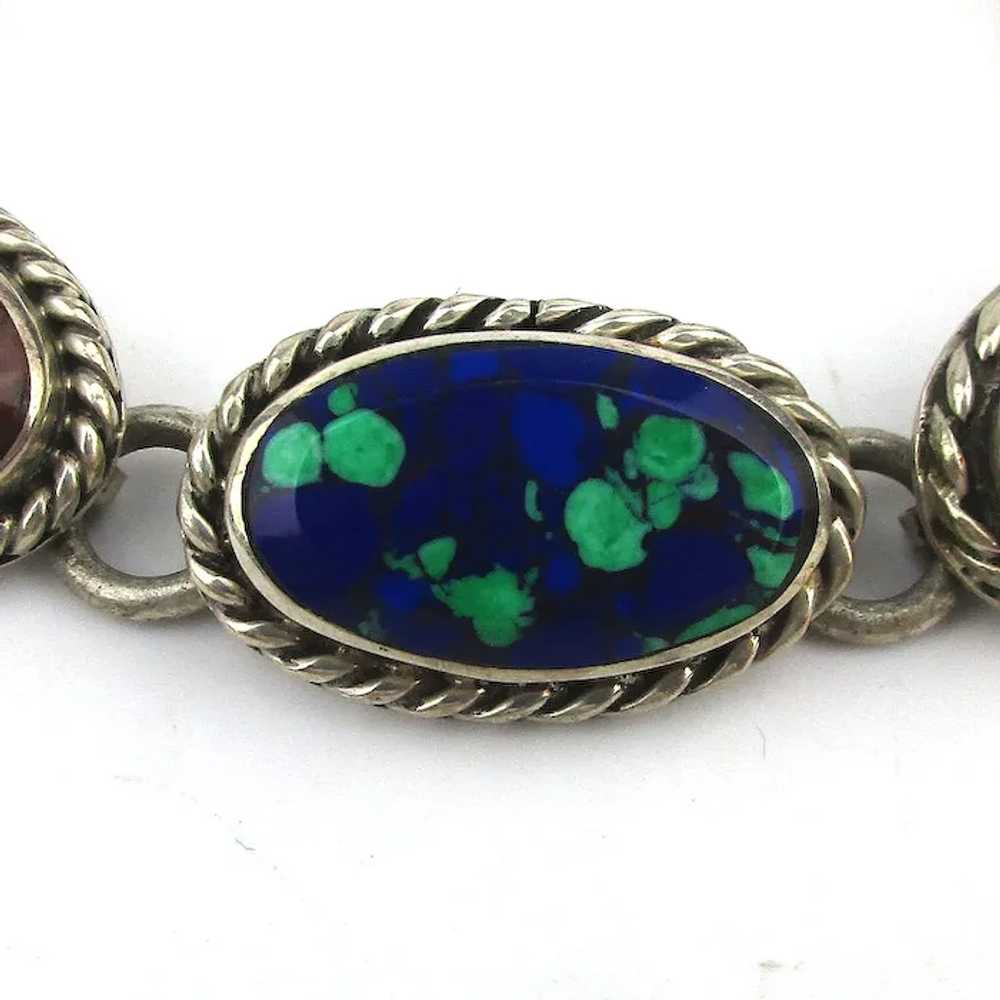 Signed SAUL 925 Mexican Stones in Sterling Link B… - image 4